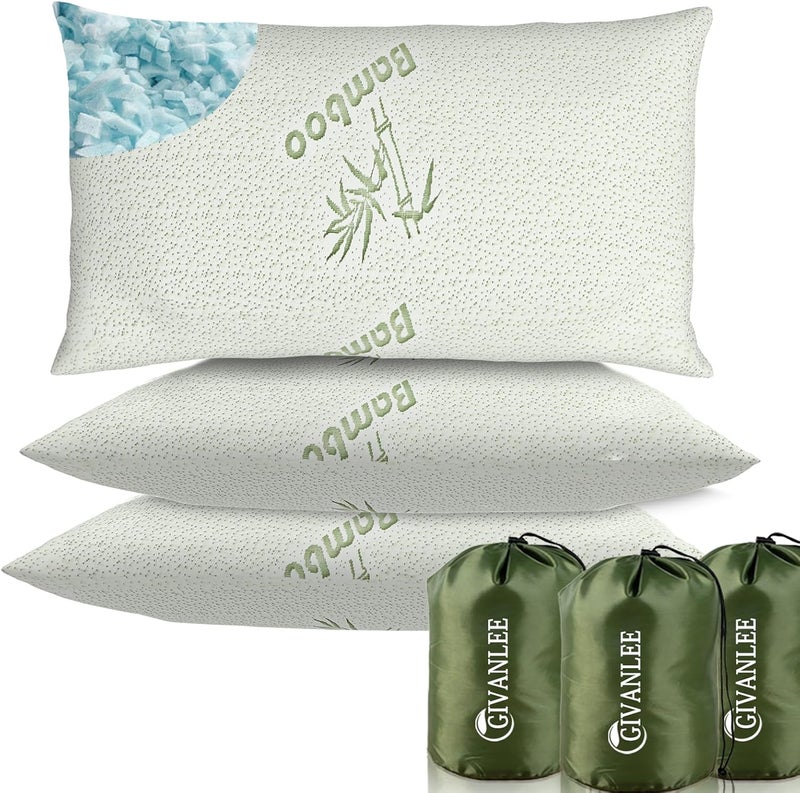 GIVANLEE 3 Pack Camping Pillow for Sleeping,Shredded Memory Foam Travel Pillow Compact & Packable with Storage Bag,Soft Cover,Small Pillow for Backpacking Hiking Gear & Accessories - Image 1